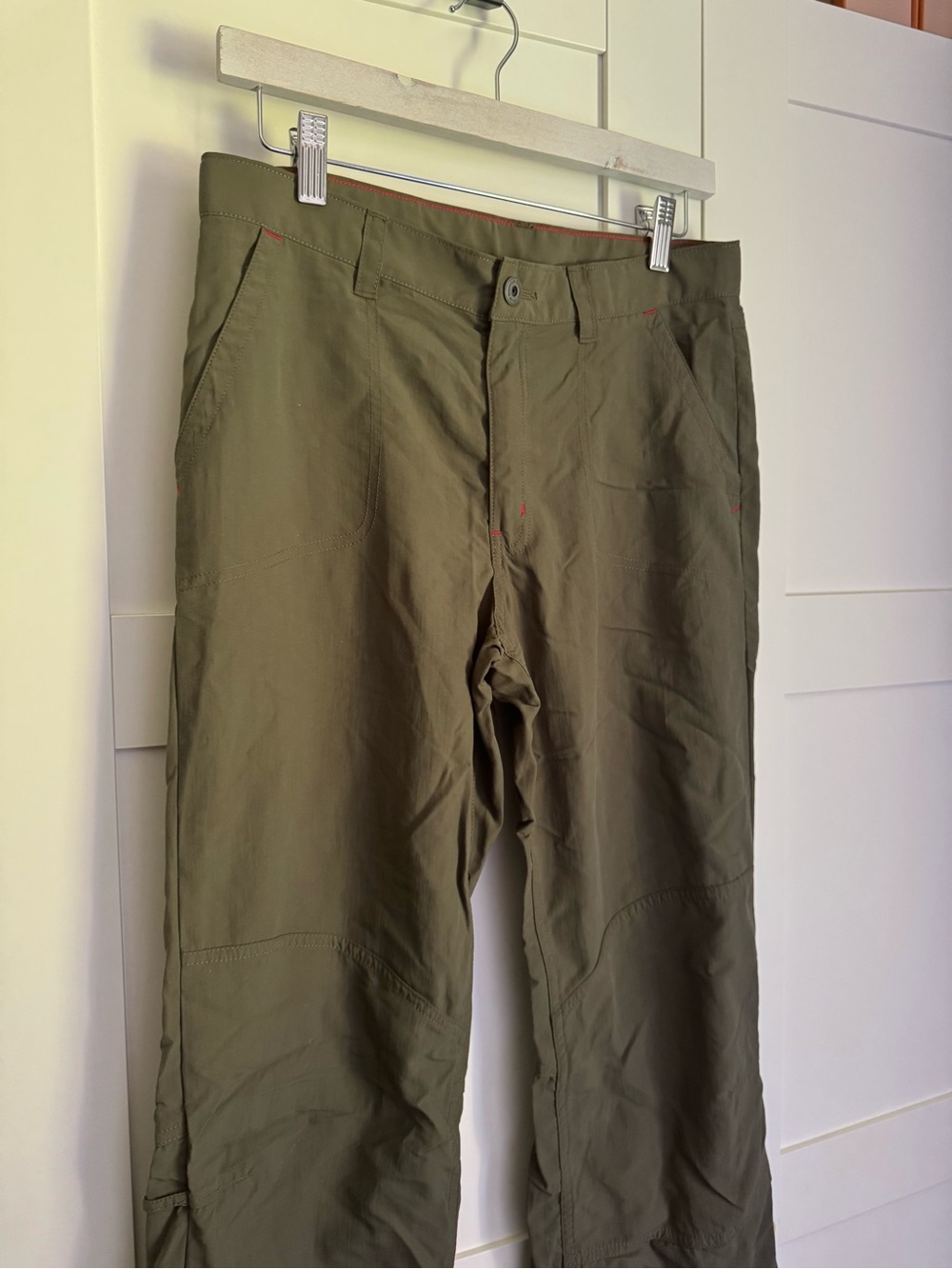 MEC Youth Size 16 Hiking Pants Olive Green Nylon Outdoor Adjustable Waist